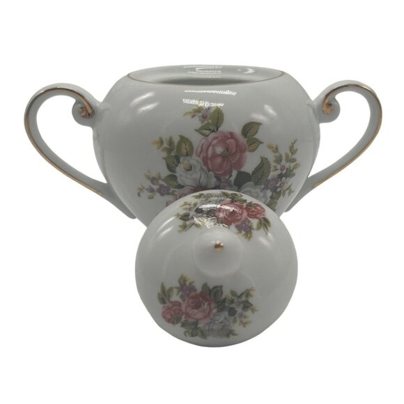 VTG Old Foley HARMONY ROSE Cream & Sugar Set Floral Design Gold Trim Bone China - Picture 9 of 12